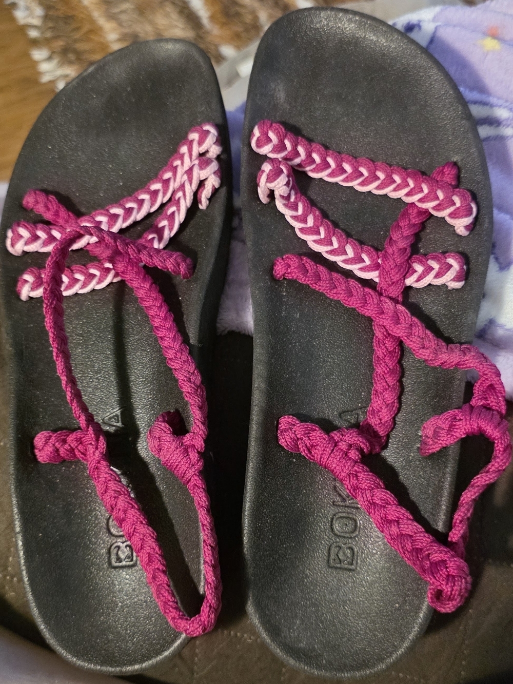 Bokyna Pink Rope Tie-Up Sandals Size 8